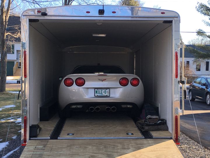 Classic car loaded in an enclosed trailer (Automobile transport) by Affordable Moving Solutions of Ohio