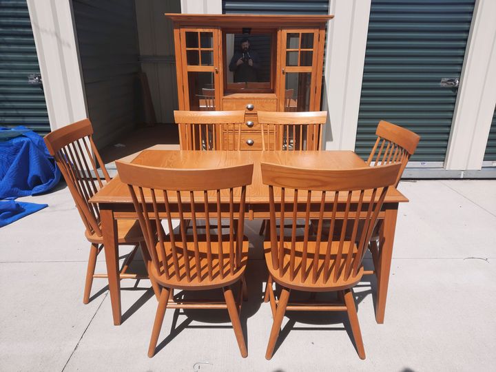 Dining table, chairs and hutch ready for delivery (Pickup and Delivery Services) by Affordable Moving Solutions of Ohio
